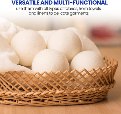 Unique Craft Wool Dryer Balls for Fewer Wrinkles - Reusable Dryer Wool Balls for Saves Drying Time, Chemical-Free Premium New Zealand Fabric Softener Balls | White (Pack of 6)