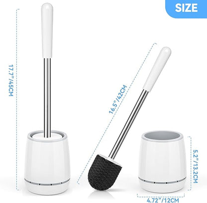 Toilet Brush, Toilet Brush and Holder with 304 Stainless Steel Handle, Space Saving Toilet Bowl Brush for Storage, Durable Bristles Toilet Scrubber for Bathroom Cleaning (3, White)