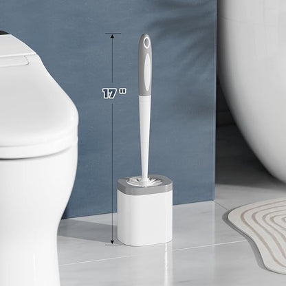 Holaloha Toilet Brush and Holder Set with Crevice Brush for Toilet Bowl and Bathroom Cleaning, White