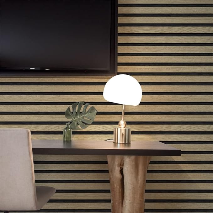 myforHD Wallpaper Peel and Stick Wood Grating Stripe Self-Adhesive Wallpaper Faux Wood Contact Paper Wood Slats Self Adhesive Wall Paper PVC Vinyl Film Removable Waterproof (Wood B, 17.3" x 236")