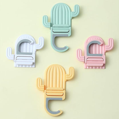 4 Pack Broom and Mop Holder Wall Mount，Cute Cactus Wall Utility Hooks No Drill Mop and Broom GripperDecorative Hanging Holder for Bathroom Kitchen