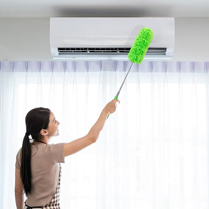 Tanlade 12 Pcs Microfiber Feather Duster for Cleaning 13-31 Inch Extendable Cobweb Dusters Ceiling Fan Duster Washable Bendable Tool for Office Car Window Furniture (Green)