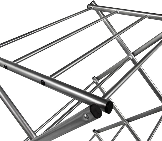 Home Vida Accordion Drying Rack – 3-Tier X-Frame Clothes Airer with Foldable Metal Design, Indoor/Outdoor Use, Silver