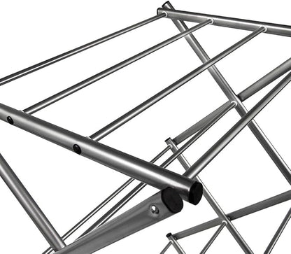 Home Vida Accordion Drying Rack – 3-Tier X-Frame Clothes Airer with Foldable Metal Design, Indoor/Outdoor Use, Silver