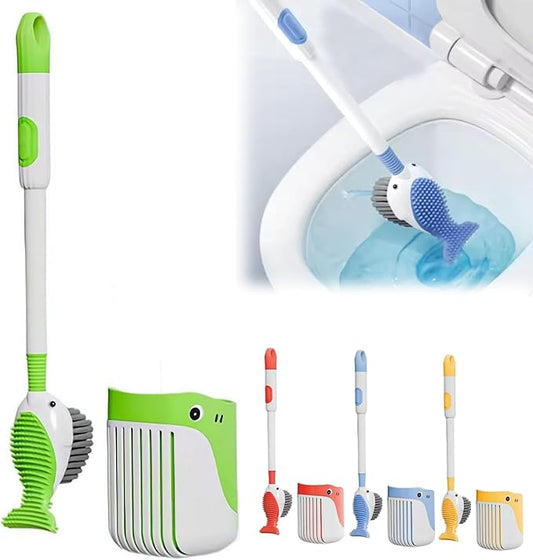 Suction Cup Toilet Brush Set, 2025 Wall-Mounted Toilet Cleaner with Built-in Liquid Dispenser & Quick-Dry Holder, Touch Free, Space-Saving Hygienic Bathroom Organizer for Home,RV,Boat (Green)
