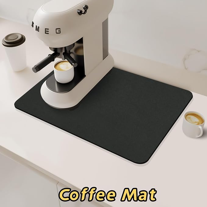 Bloss Black Dish Drying Mat + Faucet Mat for Kitchen Sink, Kitchen Sink Mats with Non-Slip Rubber Backed, Sink Matt for Kitchen Sink - 2PCS