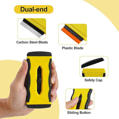 Oven Razor Blade Scraper Tool For Glass Stove Top Scraper Tool, Dual-End Ceramic Cooktop Razor Scraper With 10 Replacement Blades