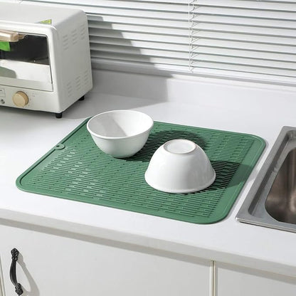 MicoYang Silicone Dish Drying Mat for Multiple Usage,Easy clean,Eco-friendly,Heat-resistant Silicone Mat for Kitchen Counter or Sink,Refrigerator or Drawer Liner Green XL 18 inches x 16 inches