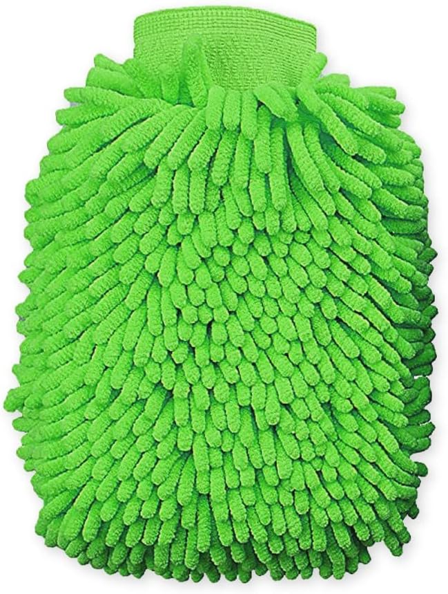 House Cleaning and Car Wash Mitts, Home Dusting Microfiber Gloves, Washing Clean Polish Faster (2-Pack, Green)
