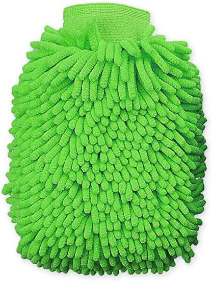 House Cleaning and Car Wash Mitts, Home Dusting Microfiber Gloves, Washing Clean Polish Faster (2-Pack, Green)