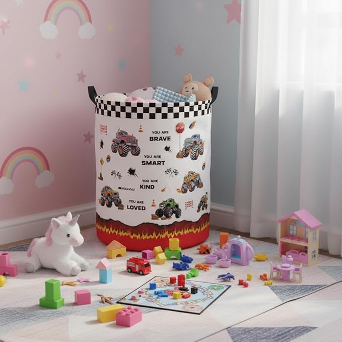 Baby Laundry Hamper kids laundry Basket Waterproof Laundry Bag for Bedroom Toy Clothes Organizer Room Décor(Truck)