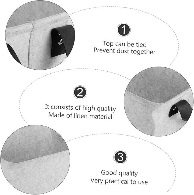Alipis 1Pc Felt Storage Basket for Dirty Clothes Medium Folding Laundry Container with Convenient Straps for Household Use Space-saving Clothes Organizer