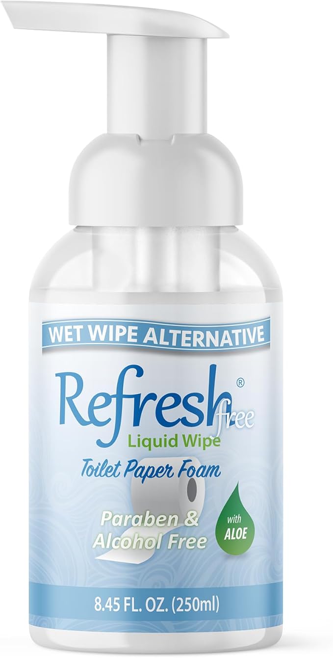 Refresh Liquid Wipe Free: Toilet Paper Foam (Sensitive Skin Foam, 250ml (8.45 Fl Oz) 1 Pack)