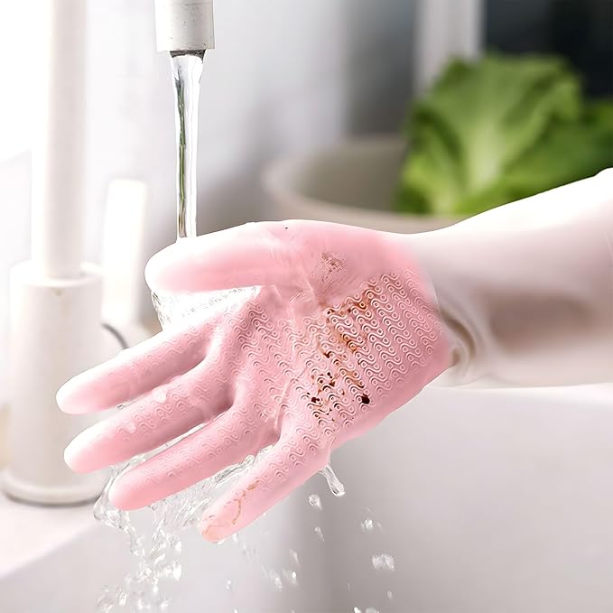 1 pair Reusable Household Gloves, Rubber Dishwashing gloves,Kitchen Cleaning, Working, Painting, Gardening, Pet Care