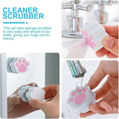 minkissy Cat Claw Sponge Scrubber 2pcs, Cartoon Cat Paw Mirror Cleaner for Bathroom and Window, Multipurpose Non-Scratch Cat-Claw Scrubber for Glass and Faucet Cleaning