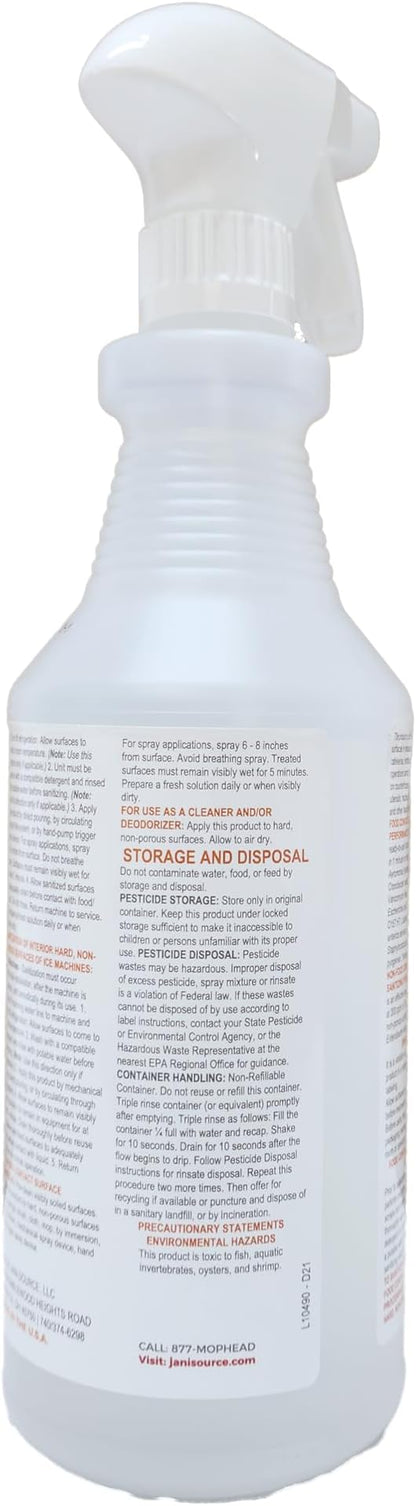 Bussit Clean Foodservice Surface Sanitizer & Cleaner, Spray and Wipe, Kills 99.9% of Kitchen Bacteria, 1 Quart (Each)