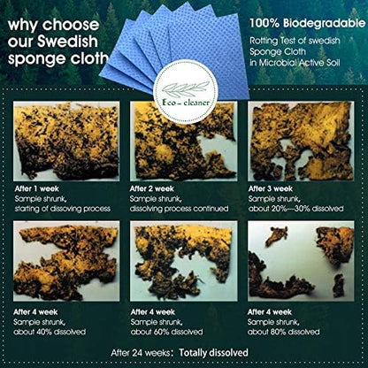 Swedish Dishcloth Cellulose Sponge Cloths – Bulk 10 Pack of Eco-Friendly No Odor Reusable Cleaning Cloths for Kitchen – Absorbent Dish Cloth Hand Towel (10 Dishcloths – Assorted)