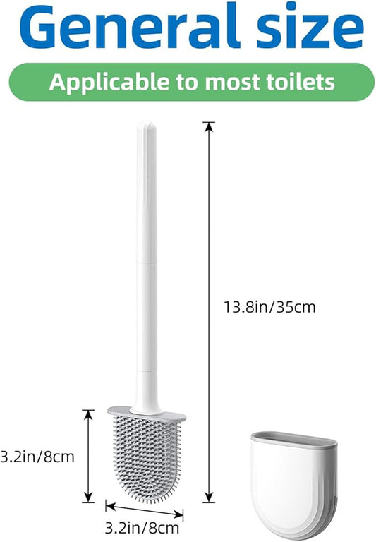 Silicone Toilet Brush,Toilet Bowl Brush,Toilet Brush and Holder Set,Rv Toilet Cleaner Brush Wall Mounted for Bathroom，RV Travel Trailers and Campers