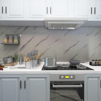 JSEVEM 16"×197" Thick White and Grey Marble Wallpaper Peel Stick Waterproof White Gray Marble Contact Paper Vinyl Glossy Self Adhesive Granite Tile Stickers for Kitchen Cabinets Bathroom Countertops