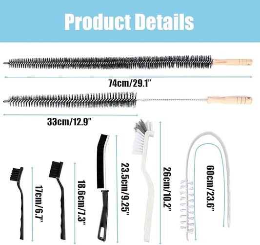8 PCS Multi-Purpose Washing Machine Cleaning Brush, Dryer Vent Cleaner Kit, Crevice Brush for Bathroom, Grout & Sink, Household Tile Cleaning Tools, Long Handle Tools for Front Load & Top Load Washers