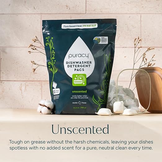Puracy Dishwasher Pods, Natural Dishwasher Detergent, Free & Clear Dish tabs - Enzyme-Powered, Spot & Residue Free - TikTok Trend Items, Must Haves from TikTok Made Me Buy It (Free & Clear, 18 Count)