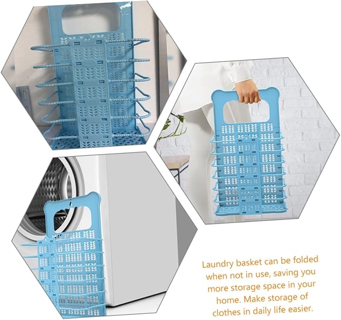 Foldable Laundry Hamper with Handle Large Capacity Clothes Basket Organizer for Bathroom Bedroom Nursery Wall Mountable Storage Space Saving Dirty Clothes Basket