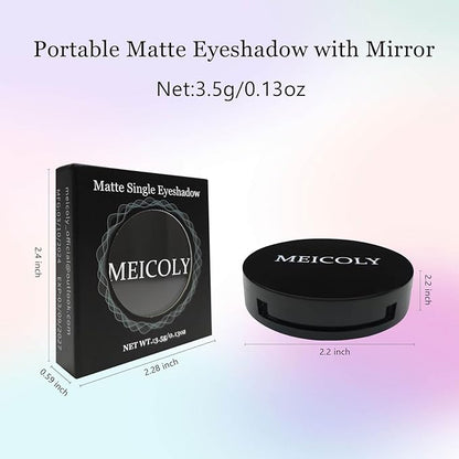 MEICOLY Macaron Gray Grey Single Eyeshadow with Mirror,Matte Eye Shadow for Halloween Makeup,Pressed Powder Eyeshadow,Matte Shade Eyelid Color Eye Makeup for,High Pigment,Long Wear,Waterproof