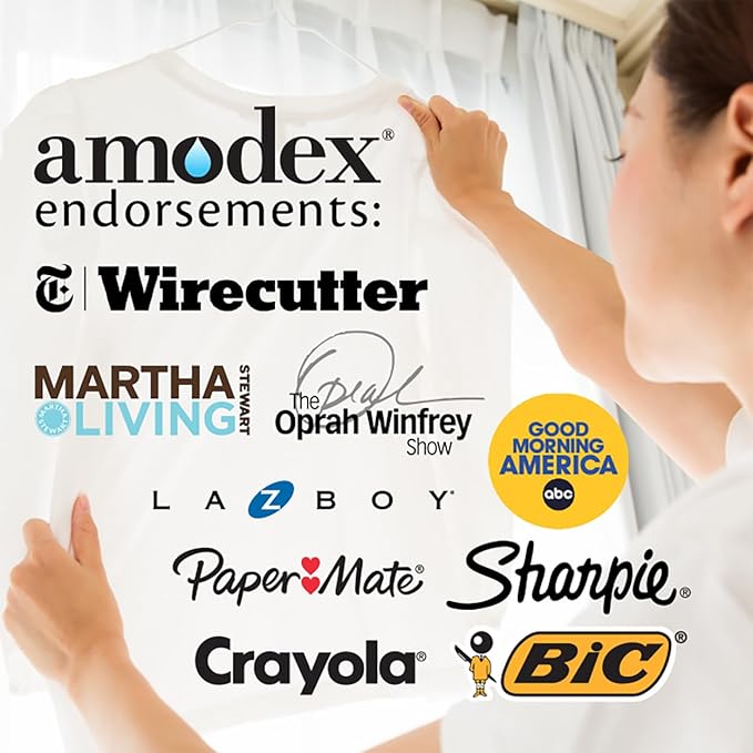 Amodex Ink & Stain Kit with Stain Remover Brushes, Removes Ink, Sharpie, Grease, Food and More, Safe and Effective on Clothes, Leather and Skin, Includes 1 Bottle and 2 Brushes