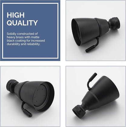 Angle Simple Shower Head, Brass High Flow Shower Spray Head, Adjustable Angle and Water Flow, G 1/2, Matte Black