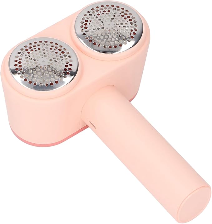 Electric Fabric Shaver Electric Lint Remover Fabric Shaver Dual Heads 4 Speeds 12 Blades Rechargeable Large Fuzz Remover for Clothes Couch Furniture Black (Pink)
