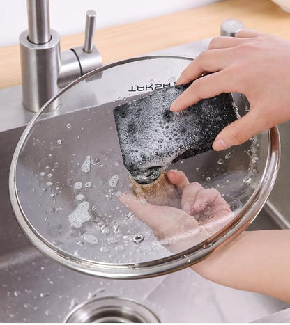 12 - Pack Non-Scratch Scrub Sponges - Sponges for Dishes and Washing Dishes, Cleaning Sponges for Kitchen Home Bathroom Cars, Funny Cut-Outs DIY for Kids(Black&White