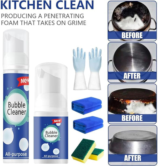 All-Purpose Rinse-Free Cleaning Spray, Bubble Cleaner Foam, All Purpose Bubble Cleaner Kitchen Deep Cleaning Spray, Powerful Stain,Stubborn Grease & Grime Remover Bubble Spray (1Pcs-30ML)