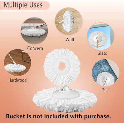 Spin Mop Refills Replacement 360° Microfiber Spin Mop and Bucket Head Round Shape Standard Size Easy Cleaning Spin Mop Systems 6-Pack White