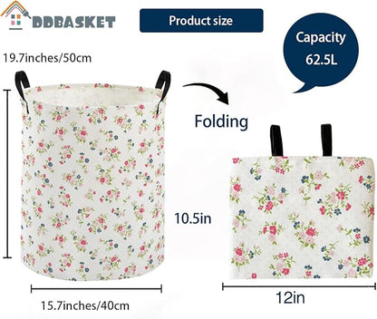 Kids Laundry Basket Flower Hamper for Nursery Animal Hamper Cute Kids Storage Bin Room Decor for Home(Flower)