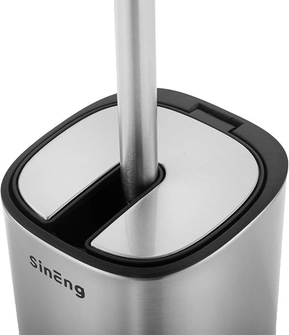 Toilet Brush Holder Set Toilet Bowl Brush Stainless Steel Automatic Open lid Toilet Bowl Cleaner Brush with Durable Bristle Head Toilet Cleaning Brush for Bathroom