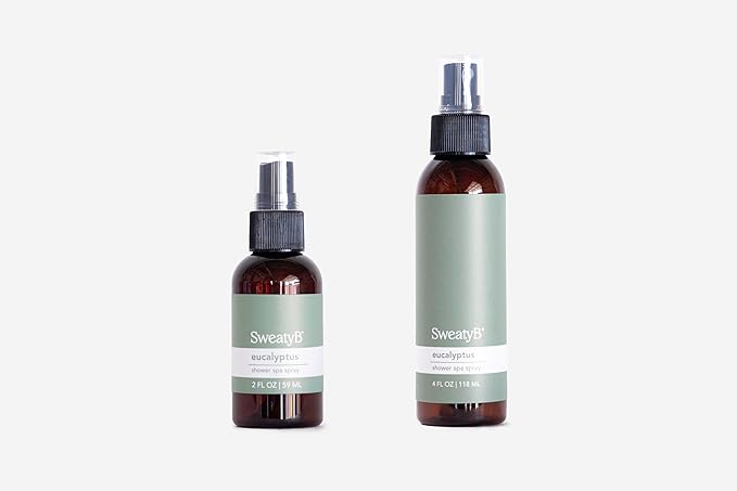 SweatyB® Eucalyptus Shower Spray – 100% Pure Eucalyptus Essential Oil Shower Mist for Sauna & Steam Room – Natural Aromatherapy for Stress & Sinus Relief – Vegan – Made in USA – 4 oz
