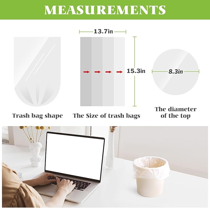 Teivio 1 Gallon 260 Counts Strong Clear Trash Bags Garbage Bags,Mini Waste Basket Liners,Tiny Bathroom Trash Can Bin Liners,Small Plastic Bags for Home Office Kitchen Car Bedroom Dog waste Baby Diaper