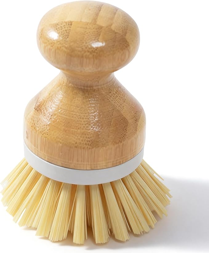 Bamboo Dish Brush, Natural Wooden Washing Dish Brush Scrubber for Pans Dishes Pots Kitchen Sink Cleaning