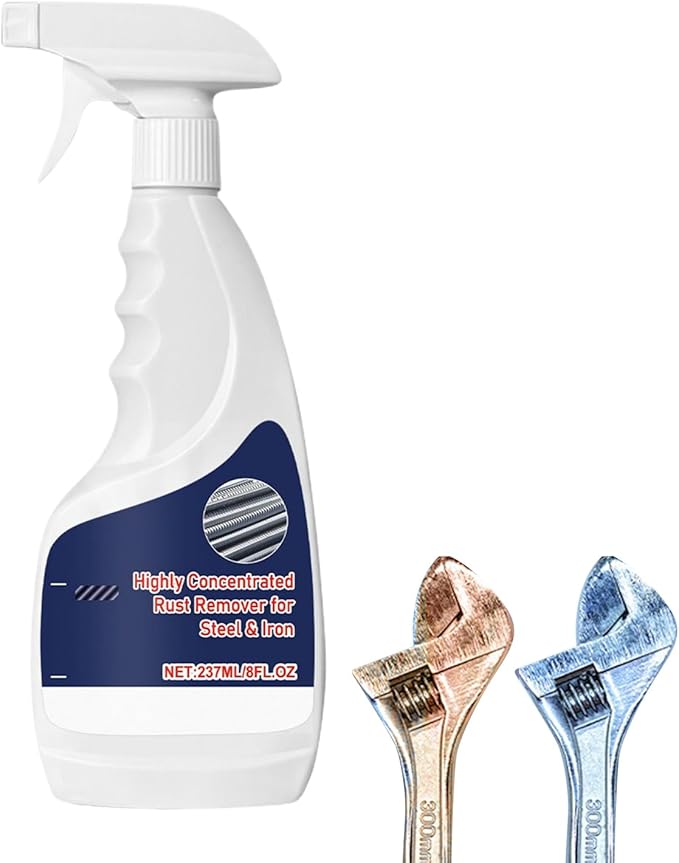 Rust Remover - Metal Cleaner | 237ML Rust Stain Eliminator For Steel Iron Aluminum, Car Bathroom Kitchen Oven Sink, Heavy Duty Solution, Easy Spray Application, Multi Use