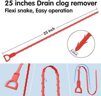10pcs Drain Cleaner Spiral, 25 in Ergonomic Handle Pipe Cleaning Screws Sticks, Effective for Manual Removal of Hair and Deposits in Bathroom Kitchen For Bath Tub, Toilet, Kitchen Sink, Sewer