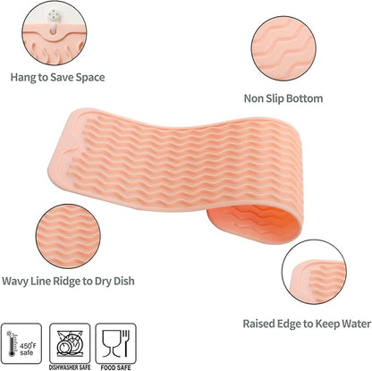 MicoYang Silicone Dish Drying Mat for Multiple Usage,Easy clean,Eco-friendly,Heat-resistant Silicone Mat for Kitchen Counter,Sink,Bar,Bottle,or Cup Pink M 17 inches x 6 inches