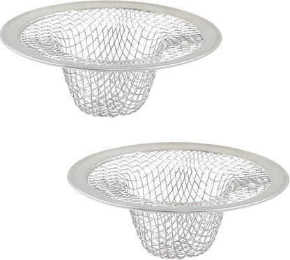 Piutouyar 2 Pack Stainless Steel Kitchen Sink Strainer, 2 Inch Diameter Mesh Basket Large Round Filter Kitchen Drain Strainer Food Catcher for Bathroom Bathtub Wash Basin Garbage