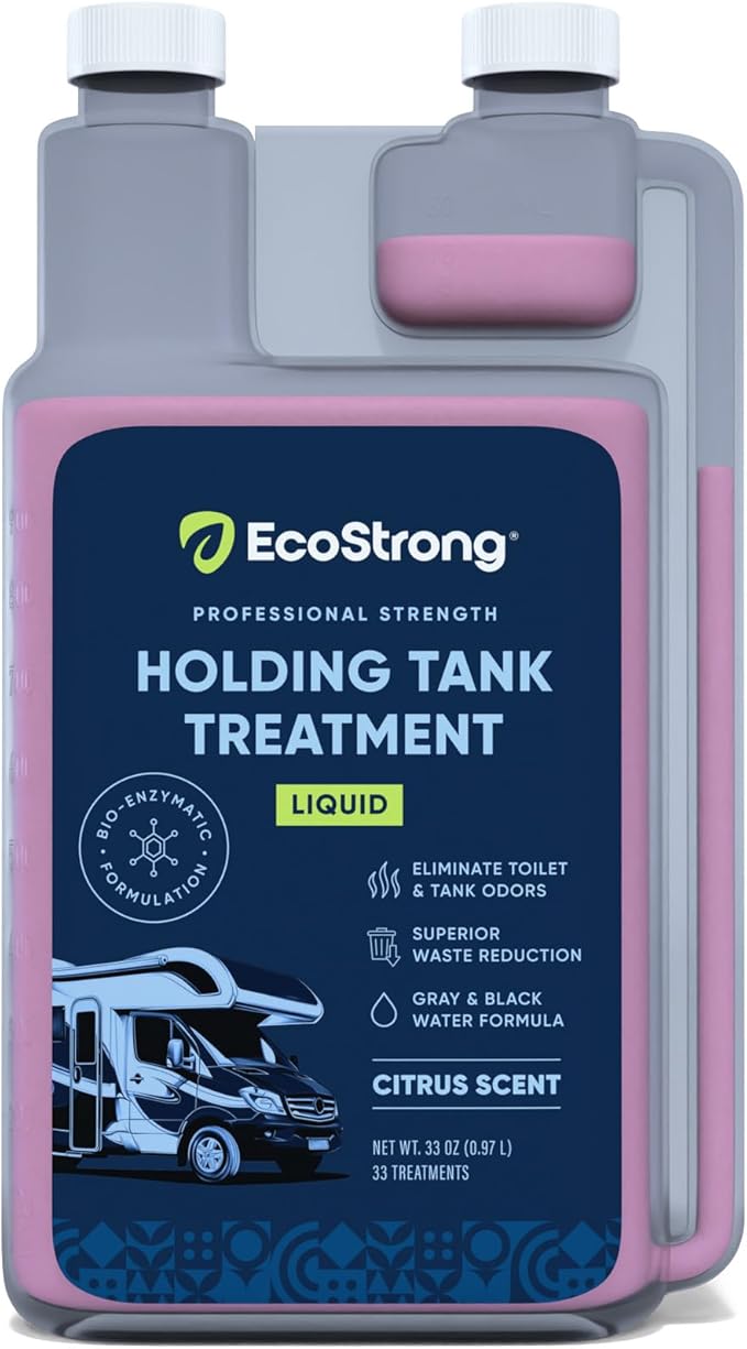 Eco Strong RV Toilet Treatment | RV Black Tank Treatment | RV Holding Tank Digestor, Odor Eliminator, and Cleaner | Perfect for Campers, RVs, Boats, 33 Treatments, Citrus