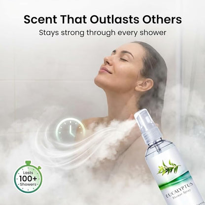 Eucalyptus Shower Spray Essential Oil, 100% Pure Aromatherapy Shower Mist for Sinus Relief, Steam Room Spa, Nasal Congestion, 8oz for Home Spa Day (Eucalyptus, 8oz)