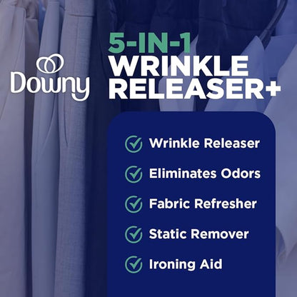 Downy Wrinkle Releaser Spray, All In One Formula, Removes Wrinkles, Static and Odor Eliminator, Crisp Linen Scent, 33.8 Fl Oz (Packaging May Vary),(Pack of 4)