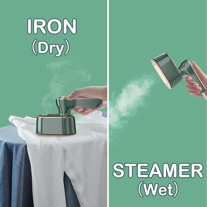 Travel Steamer Iron for Clothes Mini - Portable Ironing Machine Travel Small Size Portable Steamer Travel College Dorm Home Essentials (Green)