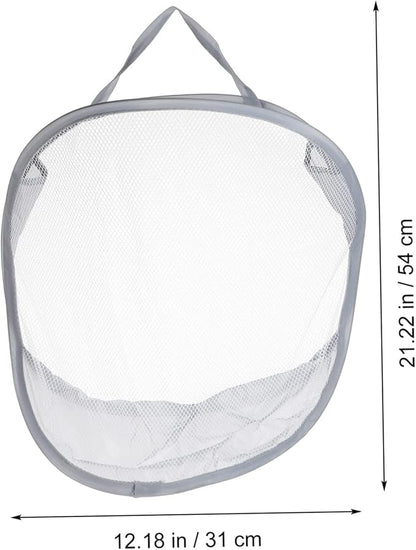 MAGICLULU 1pc Hanging Laundry Bag Foldable Gray Storage Basket for Clothes Multifunctional Wall-mounted Organizer for Bathroom Bedroom Dormitory Use
