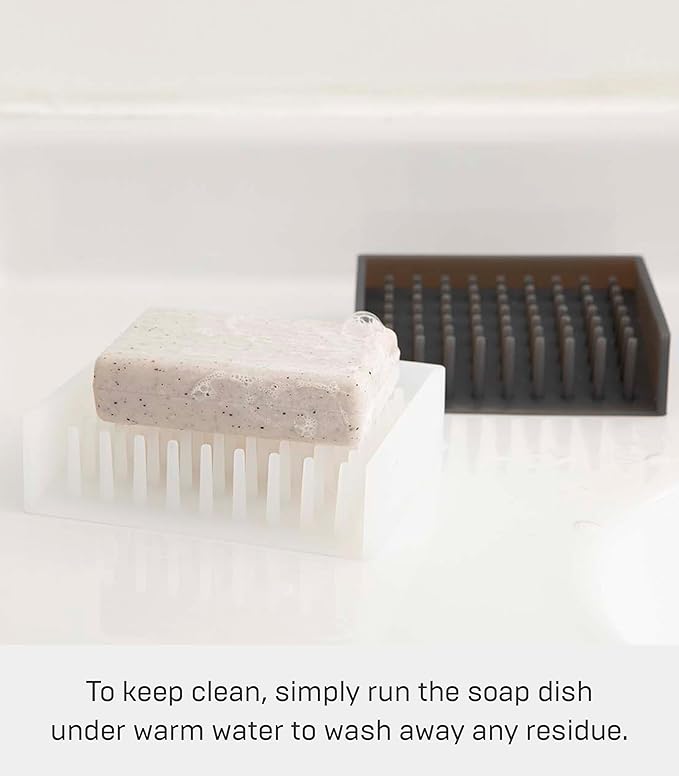 Yamazaki Home Float Self Draining Soap Tray - Floating Holder Dish for Sink - Silicone
