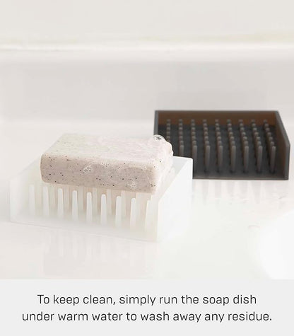 Yamazaki Home Float Self Draining Soap Tray - Floating Holder Dish for Sink - Silicone