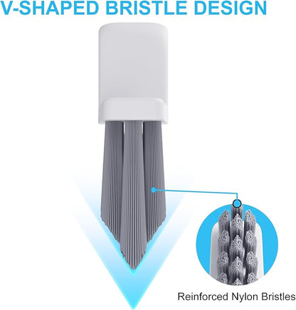 V-Shaped Grout Cleaner Brush, 3 Pcs Grout Brushes for Tile Floor, Handheld Grout Cleaning Brushes Set with 3 Hooks for Shower, Bathroom, Kitchen, Home Use, Stiff Bristle